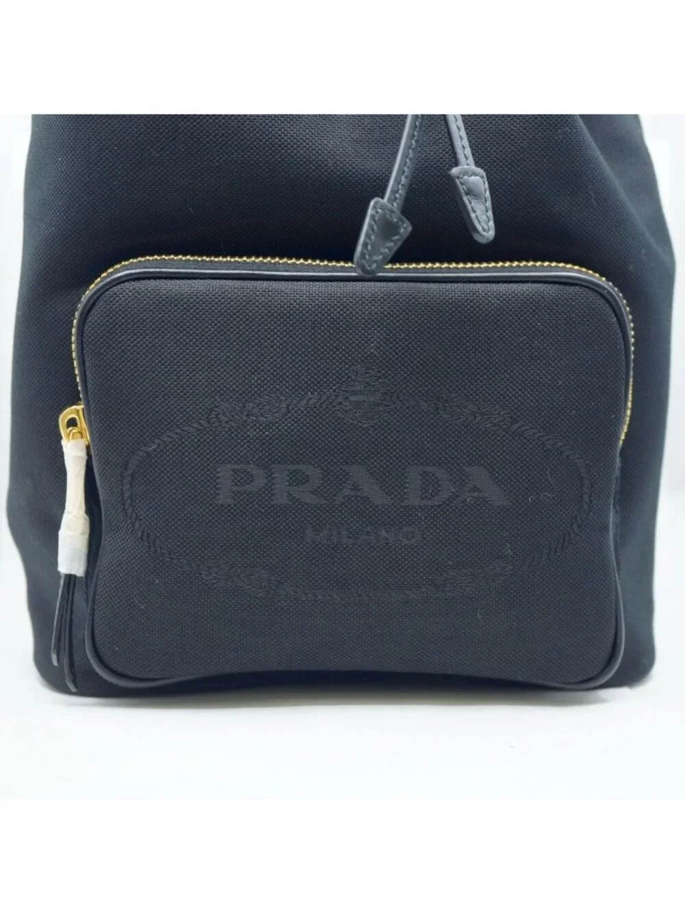 Prada Bucket Backpack Black Gold